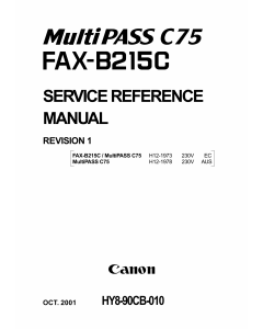 Canon MultiPASS MP-C75 FAX-B215C Parts and Service Manual