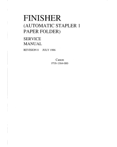 Canon Options Finisher-1 Automatic-Stapler1-Paper-Folder Parts and Service Manual