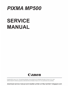 Canon PIXMA MP500 Service Manual