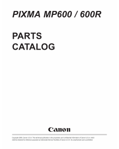 Canon PIXMA MP600 MP600R Parts Catalog Manual