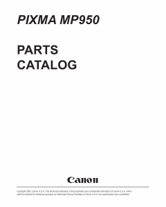 Canon PIXMA MP950 Parts Catalog