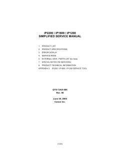 Canon PIXMA iP1200 iP1600 ip2200 Simplified Service Manual