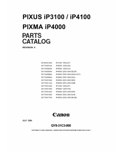 Canon PIXMA iP3100 4100 Parts Catalog Manual