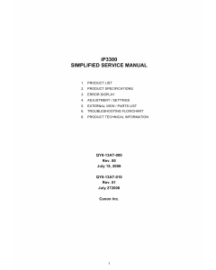 Canon PIXMA iP3300 Simplified Service Manual
