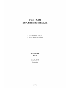 Canon PIXMA iP4600 ip4680 Simplified Service Manual