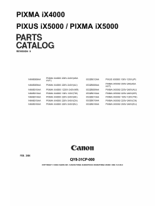 Canon PIXMA iX4000 iX5000 Parts Catalog Manual