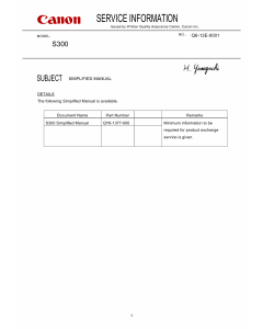 Canon PIXUS S300 Simplified Service Manual