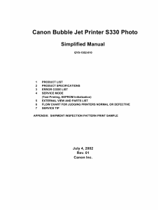 Canon PIXUS S330 Simplified Service Manual