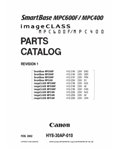 Canon SmartBase MPC400 600F Parts Catalog Manual