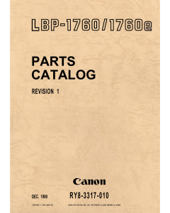 Canon imageCLASS LBP-1760 Parts Catalog Manual