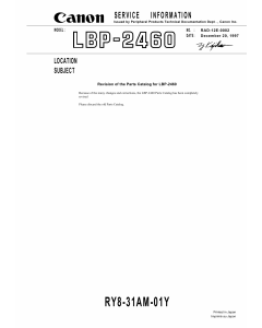 Canon imageCLASS LBP-2460 Parts Catalog Manual
