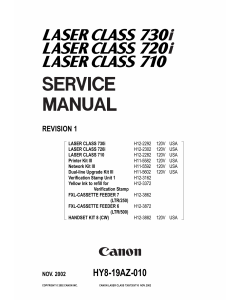 Canon imageCLASS LBP-730i 720i 710 Parts and Service Manual