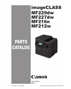Canon imageCLASS MF-200 212w 216n 222dw 224dw 226dn 227dw MF229dw Parts Catalog Manual