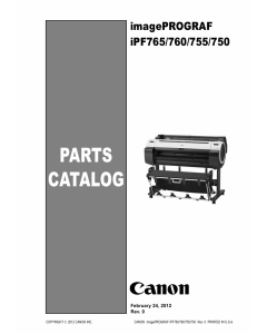 Canon imagePROGRAF iPF-765 760 755 750 Parts Catalog Manual