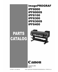 Canon imagePROGRAF iPF-8400 8300S 8300 8100 8000S 8000 Parts Catalog Manual