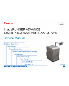 Canon imageRUNNER-ADVANCE-iR C7260 C7270 C9270 C9280Pro Service Manual