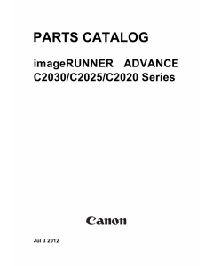 Canon imageRUNNER-ADVANCE iR-C2030 C2025 C2020 Parts Catalog Manual
