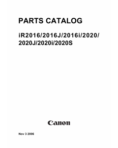 Canon imageRUNNER-iR 2020 2016 2020J i J S Parts Catalog