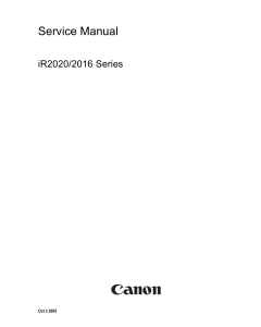 Canon imageRUNNER-iR 2020 2016 J Service Manual