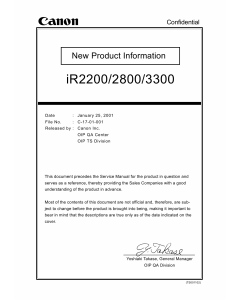 Canon imageRUNNER-iR 2200 2800 3300 Service Manual