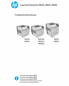 HP LaserJet Enterprise M604 M605 M606 Troubleshooting Manual PDF download