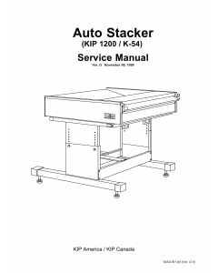 KIP 1200 K-54 Auto-Stacker Parts and Service Manual