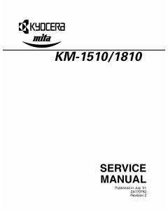 KYOCERA Copier KM-1510 1810 Parts and Service Manual