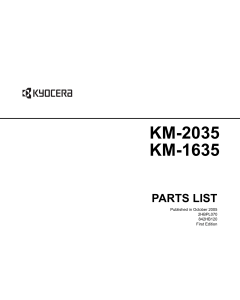 KYOCERA Copier KM-2035 1635 Parts Manual