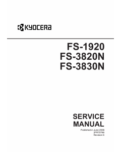 KYOCERA LaserPrinter FS-1920 FS-3820N FS-3830N Parts and Service Manual