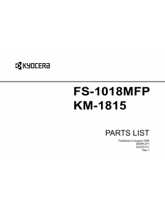 KYOCERA MFP FS-1018MFP KM-1815 Parts Manual