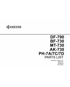 KYOCERA Options Document-Feeder DF-790 BF-730 MT-730 AK-730 PH-7A-7C-7D TASKalfa 3500i 4500i 5500i Parts Manual