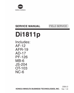 Konica-Minolta MINOLTA Di1811p FIELD-SERVICE Service Manual