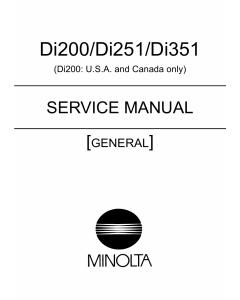 Konica-Minolta MINOLTA Di200 Di251 Di351 GENERAL Service Manual