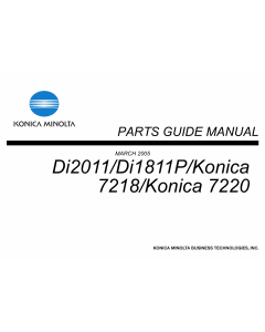 Konica-Minolta MINOLTA Di2011 Di1811P 7218 7220 Parts Manual