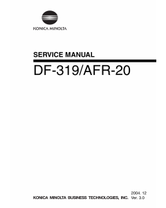 Konica-Minolta Options DF-319 AFR-20 Service Manual