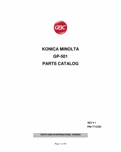 Konica-Minolta Options GP-501 Parts Manual
