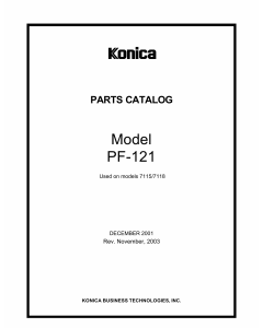 Konica-Minolta Options PF-121 Parts Manual