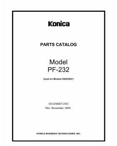 Konica-Minolta Options PF-232 Parts Manual