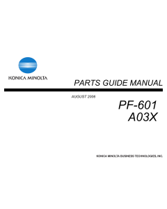 Konica-Minolta Options PF-601 A03X Parts Manual