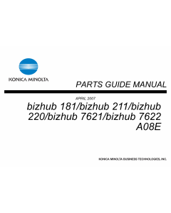 Konica-Minolta bizhub 181 211 220 7621 7622 Parts Manual