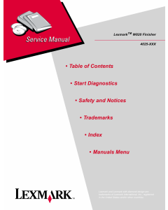 Lexmark W W820-Finisher 4025 Service Manual