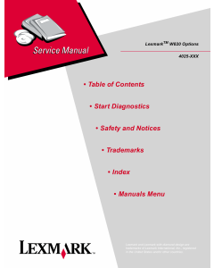 Lexmark W W820-Options 4025 Service Manual
