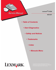 Lexmark X X7500 4036 Service Manual