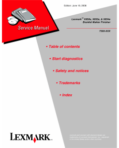 Lexmark X X850e X852e X854e 7500 Service Manual