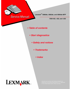 Lexmark X X860de X862de X864deMFP 7500 Service Manual