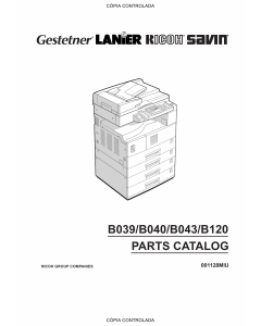 RICOH Aficio 1015 1018 1018D 1113 B039 B040 B043 B120 Parts Catalog