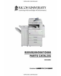 RICOH Aficio 3025 3030 MP2510 MP3010 B205 B209 D007 D008 Parts Catalog