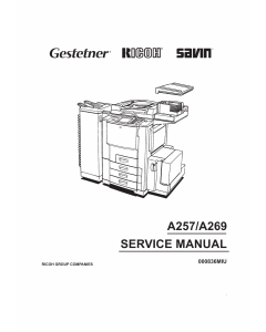 RICOH Aficio 6010 6110 A257 A269 Parts Service Manual