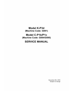 RICOH Aficio AP-400 AP600 AP600N G091 G094 G095 Parts Service Manual