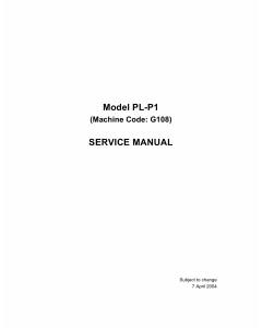 RICOH Aficio CL-1000 G108 Parts Service Manual